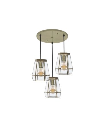 Plafón de Techo 3 Luces E27 Cuero y Cristal 42x42 cm Guia