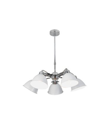 Lámpara de Techo 5 Luces E27 Blanco y Cromo 52x52 cm Buri