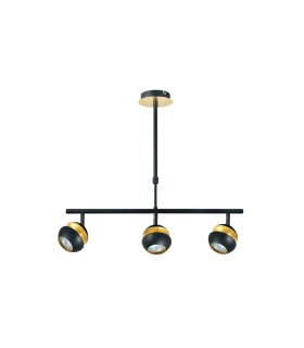 Lámpara Colgante 3 Focos GU10 Orientables Negro y Oro Beethoven
