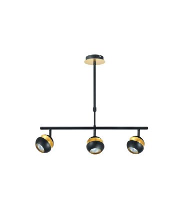 Lámpara Colgante 3 Focos GU10 Orientables Negro y Oro Beethoven