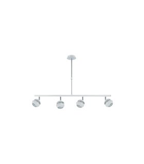 Lámpara Colgante 4 Focos GU10 Orientables Blanco y Plata Beethoven