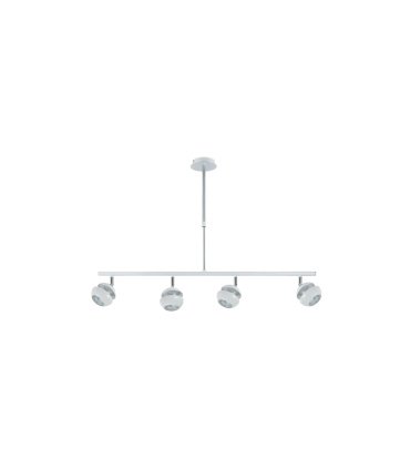 Lámpara Colgante 4 Focos GU10 Orientables Blanco y Plata Beethoven