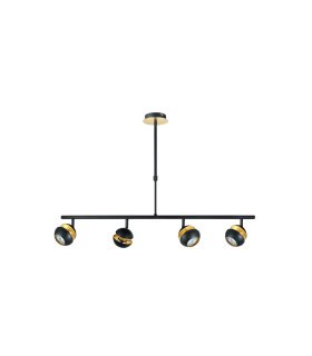 Lámpara Colgante 4 Focos GU10 Orientables Negro y Oro Beethoven