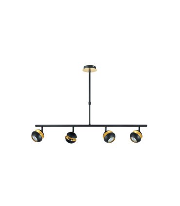 Lámpara Colgante 4 Focos GU10 Orientables Negro y Oro Beethoven