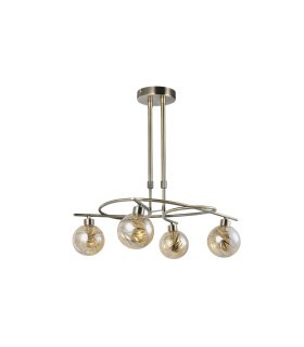 Lámpara de Techo 4 Luces G9 Cuero y Ámbar 50x32 cm Varanasi