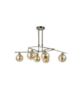Lámpara de Techo 6 Luces G9 Cuero y Ámbar 65x30 cm Varanasi