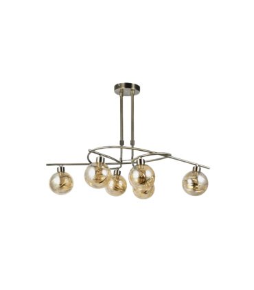 Lámpara de Techo 6 Luces G9 Cuero y Ámbar 65x30 cm Varanasi