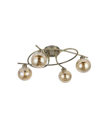 Plafón de Techo 4 Luces G9 Cuero y Ámbar 32x40 cm Varanasi
