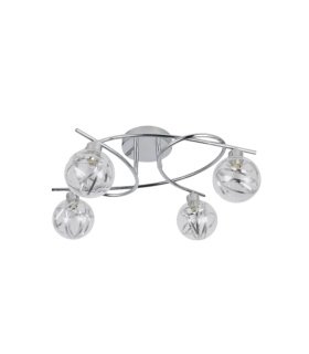 Plafón de Techo 4 Luces G9 Cromo y Cristal 32x40 cm Varanasi