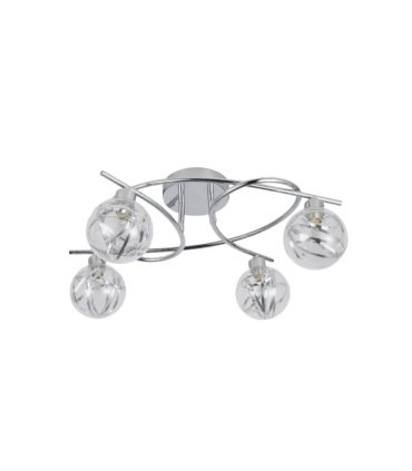 Plafón de Techo 4 Luces G9 Cromo y Cristal 32x40 cm Varanasi