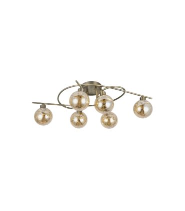 Plafón de Techo 6 Luces G9 Cuero y Ámbar 65x30 cm Varanasi