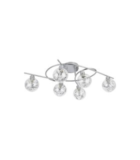 Plafón de Techo 6 Luces G9 Cromo y Cristal 65x30 cm Varanasi