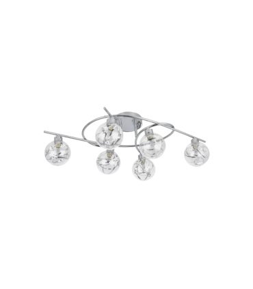 Plafón de Techo 6 Luces G9 Cromo y Cristal 65x30 cm Varanasi