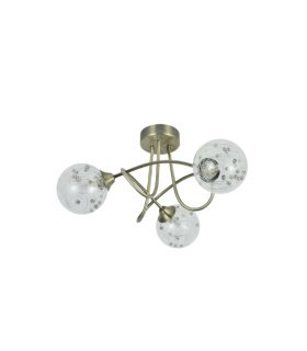 Lámpara de Techo 3 Luces G9 Cuero y Cristal 37x37 cm Rio de Janeiro