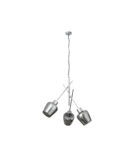 Lámpara Colgante 3 Luces E27 Cromo y Cristal Ahumado 50x50 cm Soline