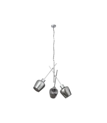 Lámpara Colgante 3 Luces E27 Cromo y Cristal Ahumado 50x50 cm Soline