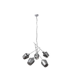 Lámpara Colgante 5 Luces E27 Cromo y Cristal Ahumado 58x58 cm Soline