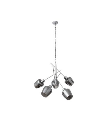 Lámpara Colgante 5 Luces E27 Cromo y Cristal Ahumado 58x58 cm Soline