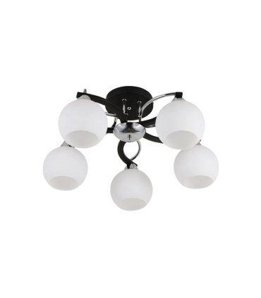 Plafón de Techo 5 Luces E27 Cromo y Negro 53x53 cm Pissis