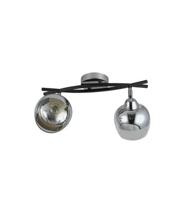 Regleta de Techo 2 Focos E27 Orientables Cromo y Negro Denali