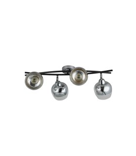 Regleta de Techo 4 Focos E27 Orientables Cromo y Negro Denali