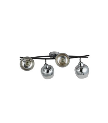 Regleta de Techo 4 Focos E27 Orientables Cromo y Negro Denali