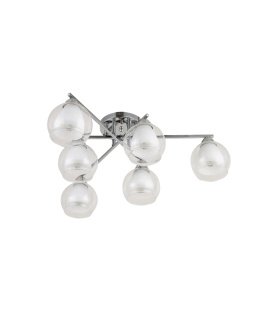 Lámpara de Techo 6 Luces E27 Cromo Tulipas Dobles 60x60 cm Makalu