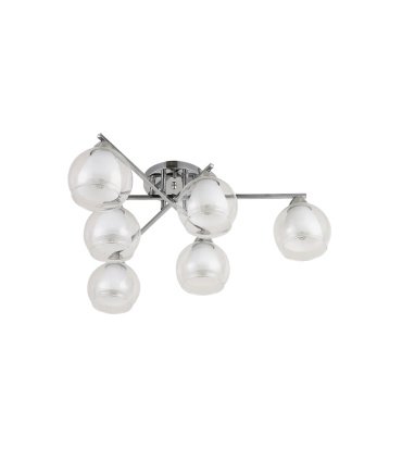 Lámpara de Techo 6 Luces E27 Cromo Tulipas Dobles 60x60 cm Makalu