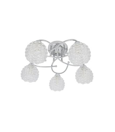 Lámpara de Techo 5 Luces E14 Cromo con Cristal Tallado 49x49 cm Bagan