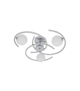 Plafón de Techo 3 Luces G9 Cromo con Tulipas Blancas 51x51 cm Conil