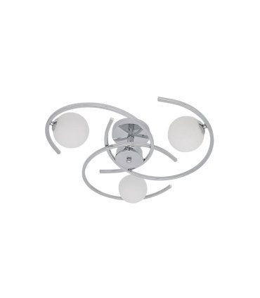 Plafón de Techo 3 Luces G9 Cromo con Tulipas Blancas 51x51 cm Conil