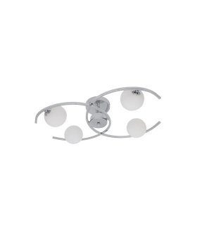 Plafón de Techo 4 Luces G9 Cromo con Tulipas Blancas 58x37 cm Conil