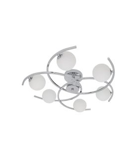Plafón de Techo 6 Luces G9 Cromo con Tulipas Blancas 63x63 cm Conil