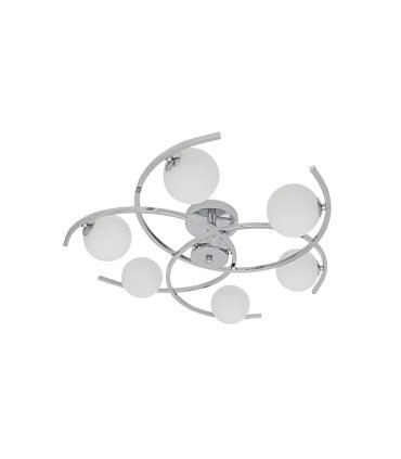 Plafón de Techo 6 Luces G9 Cromo con Tulipas Blancas 63x63 cm Conil