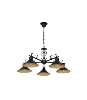 Lámpara de Techo 5 Luces E27 Negra y Oro 74x74 cm Azalea