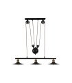 Lámpara Colgante 3 Luces E27 Negra 88x22 cm Triguero