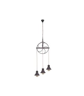 Lámpara Colgante Rústica 3 Luces E27 Marrón con Cuerda Rueca