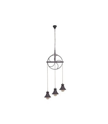 Lámpara Colgante Rústica 3 Luces E27 Marrón con Cuerda Rueca