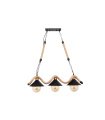 Lámpara de Techo 3 Luces E27 Negra con Cuerda de Cáñamo 72x18 cm Cabo