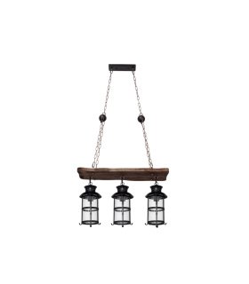 Lámpara Colgante Rústica 3 Luces E27 Marrón Cortijo