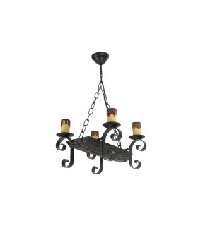 Lámpara de Techo 4 Luces E27 Negro y Marrón Efecto Tronco