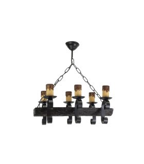 Lámpara de Techo 6 Luces E27 Negro y Marrón Efecto Tronco