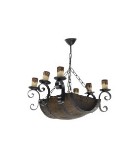 Lámpara de Techo Rústica 6 Luces E27 Negro y Marrón Barril