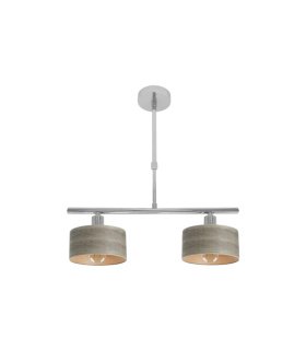 Lámpara de Techo 2 Luces E14 Cromo y Madera Gris Gilda