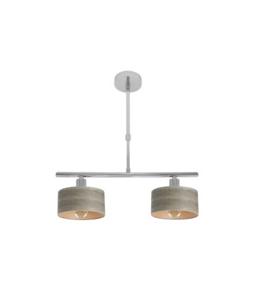 Lámpara de Techo 2 Luces E14 Cromo y Madera Gris Gilda