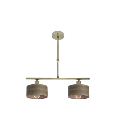 Lámpara de Techo 2 Luces E14 Cuero y Madera Oscura Gilda