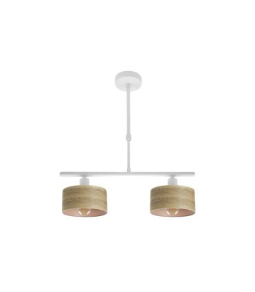 Lámpara de Techo 2 Luces E14 Blanco y Madera Clara Gilda