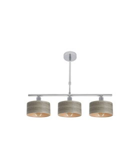 Lámpara de Techo 3 Luces E14 Cromo y Madera Gris 55 cm Gilda