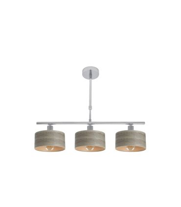 Lámpara de Techo 3 Luces E14 Cromo y Madera Gris 55 cm Gilda