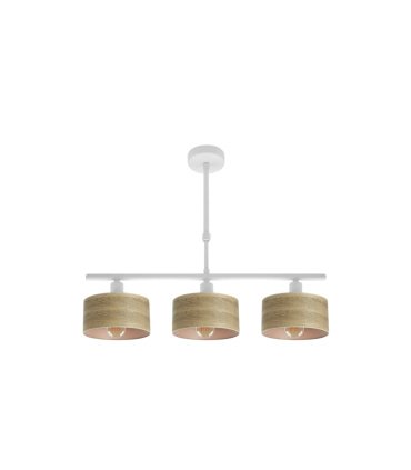 Lámpara de Techo 3 Luces E14 Blanco y Madera Clara 55 cm Gilda